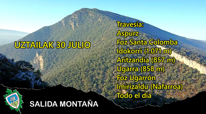  Nafarroa - Aspurz - Foz de Santa Colomba - Idokorri (1.071 m) - Zabalza (857 m) - Ugarra - Foz de Ugarron - Imirizaldu.