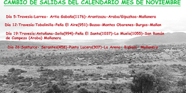 CAMBIO DE SALIDAS DEL CALENDARIO MES DE NOVIEMBRE